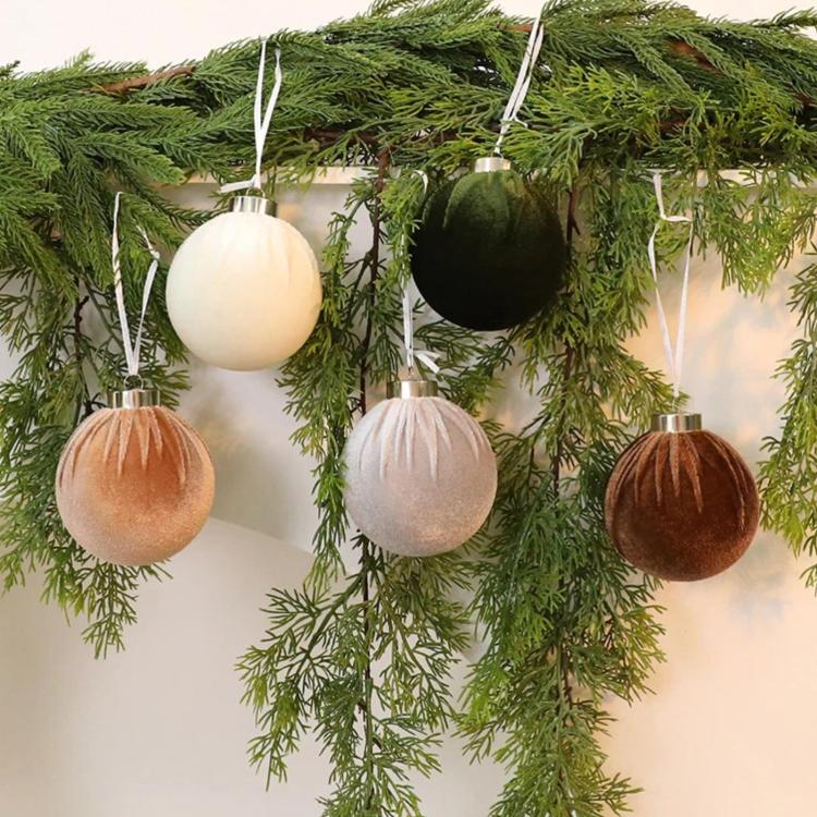 15pcs /Set Velvet-Covered Christmas Ball Ornaments