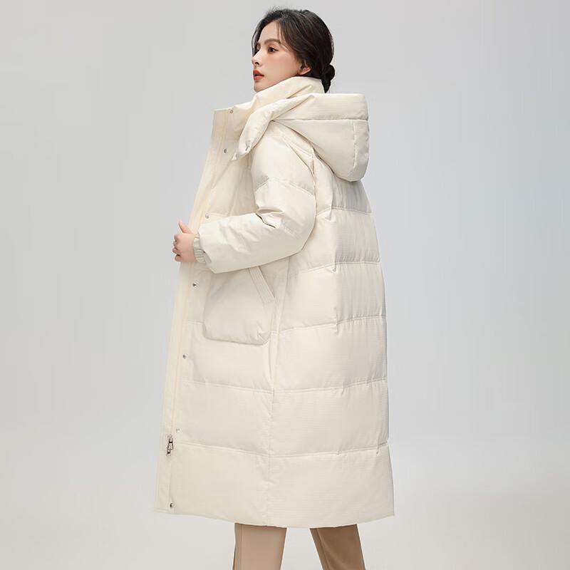 SNOWFLYING Women's Loose Fit Hooded Duck Down Jacket