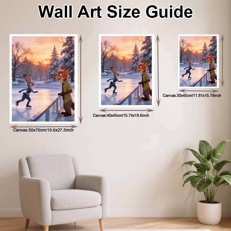 Disney Diamond Art Painting Kit 5D Diamond Painting Zootopia Ice Skating Art Diamond Home Wall Decor