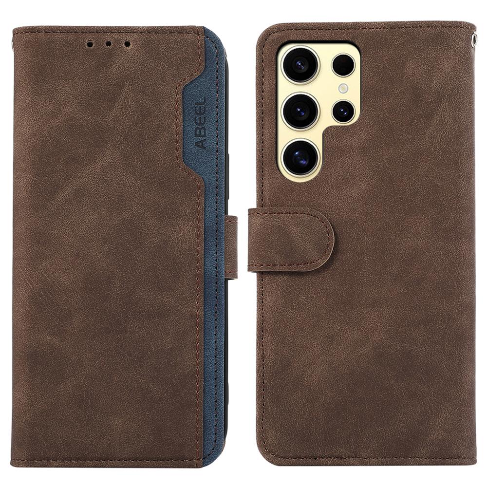 ABEEL For Samsung Galaxy S25 Ultra Case Color Splicing Leather Flip Phone Cover RFID Blocking