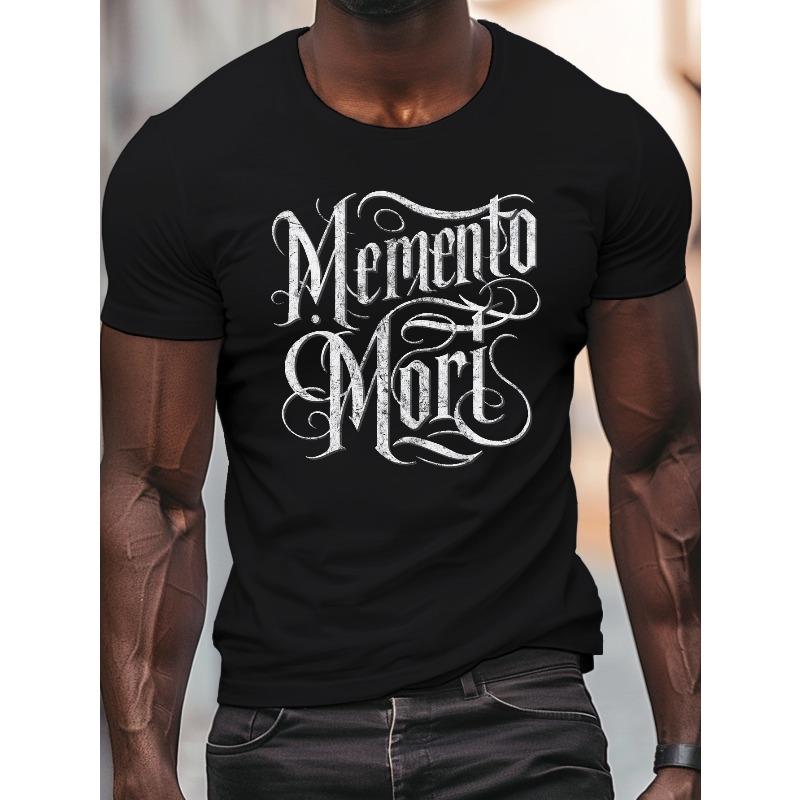 "Memento Mori" Grafisch T-shirt voor Mannen - Grote Maat, Casual Zomer T-shirt met Geometrisch Ontwerp, Wasbaar in de Machine, GROTE MAAT