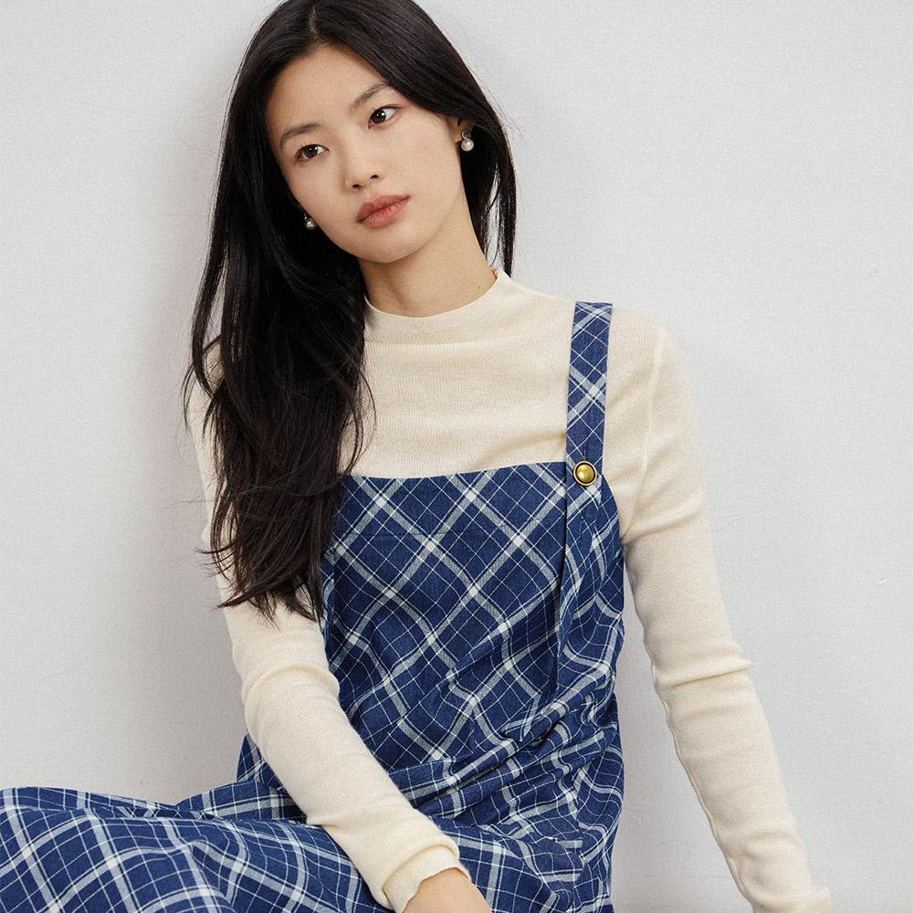 Laengsseon Ls_Blue Plaid Slip Dress