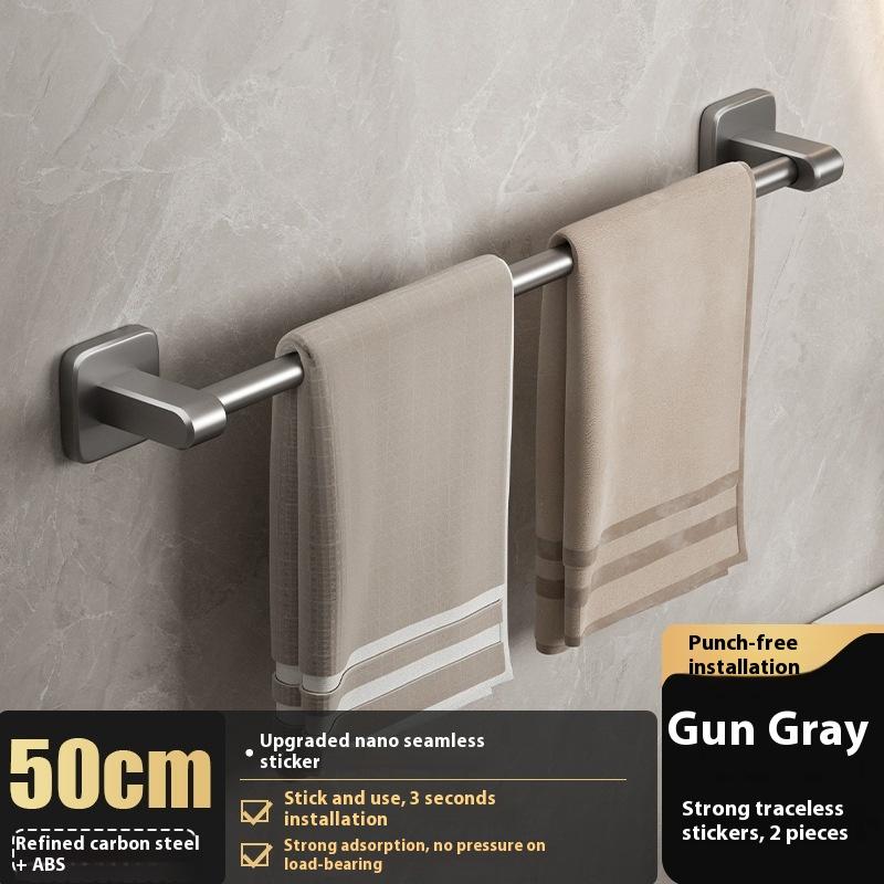 Two Layer Punch-Free Towels Holder Bar Bathroom Storage Rack Towel Rack Organizer Wall-Mounted Towel Shelf