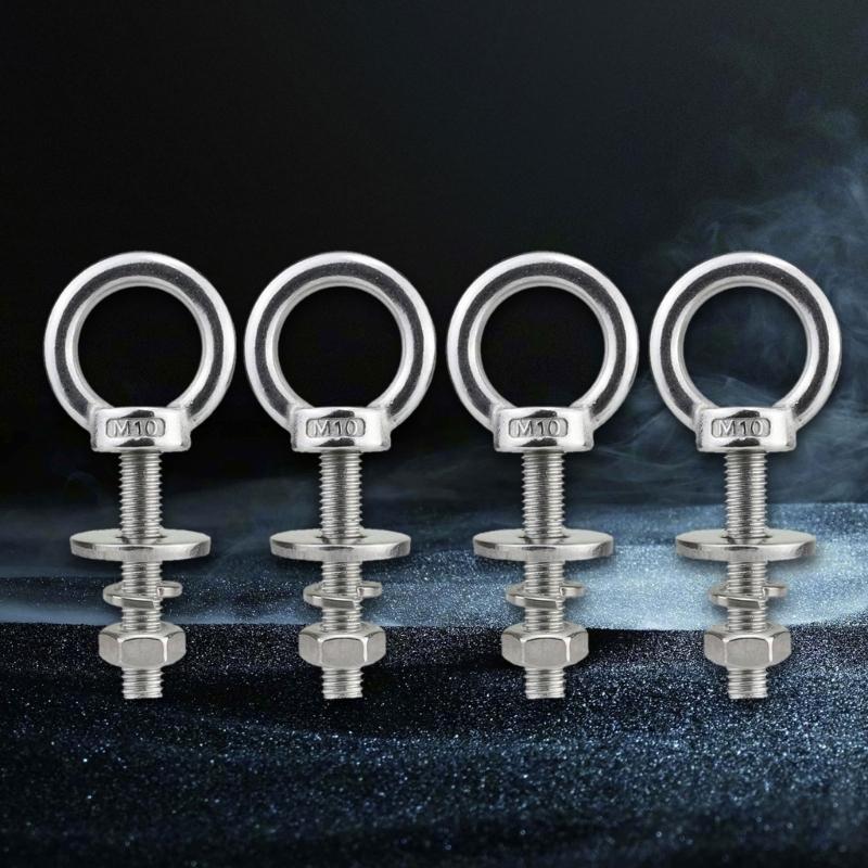 5Pcs Heavy Duty Lifting Rings Threaded Eyebolts with Washers and Nut Stainless Steels Eye Bolts for Tie Down Straps