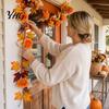 Window Display Props 180cm Artificial Vine Hanging Door Wreath with Pumpkins Berries Maple Leaves, Halloween Home Decor Garland for Autumn Harvest