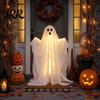 Ghost with Warm Lights Halloween Decoration, LED Light Up Standing Ghost, Indoor Outdoor Spooky Window White for Porch, Yard, Lawn, Garden Decor Lawn