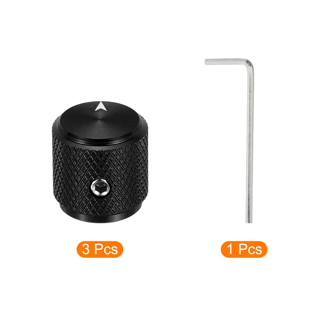 uxcell Aluminum Potentiometer 6mm Universal Volume Tone Control Knob with Arrow Indicator for Guitar 3-Piece Knob,