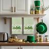 Artoid Mode Buffalo Plaid Clover Shamrock St. Patrick's Day Kitchen Towels Dish Towels, 18x26 Inch Farmhouse Holiday Decoration Hand Towels Set of 2