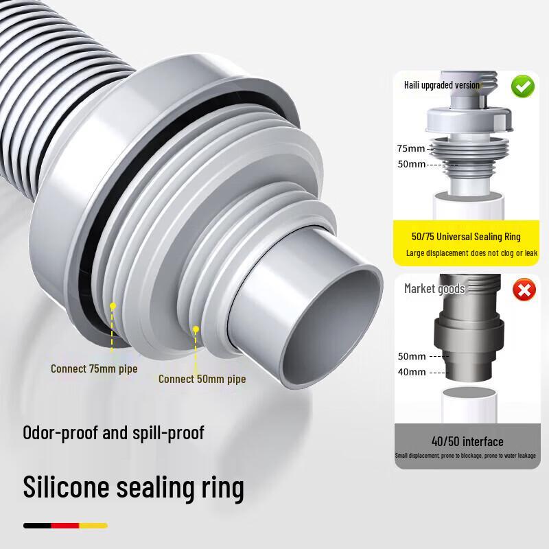 Retractable Anti-odor Stainless Steel Sink Drain Pipe Kit
