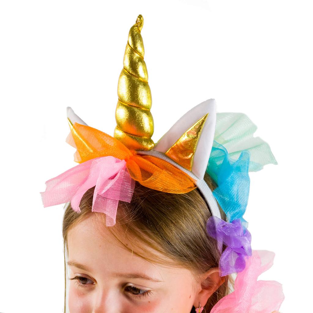 Costume dress set golden unicorn dress headband wings size 120 Golden unicorn costume size 130