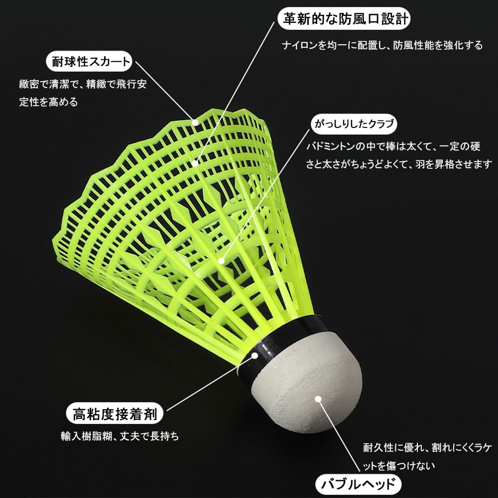 Selinear Badminton Nylon Travel Sports Backyard Practice Matches Shuttlecocks, 12-Piece Set, Balls, Hit-Resistant, Lightweight, Durable, Gear,