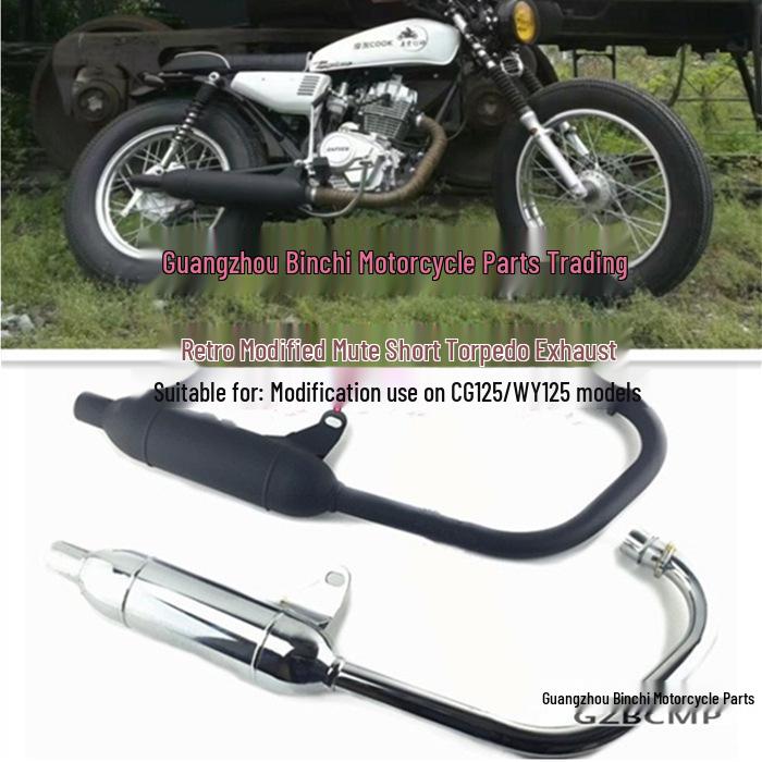 CG125 Retro Muffler: Short Torpedo Exhaust Pipe Accessory