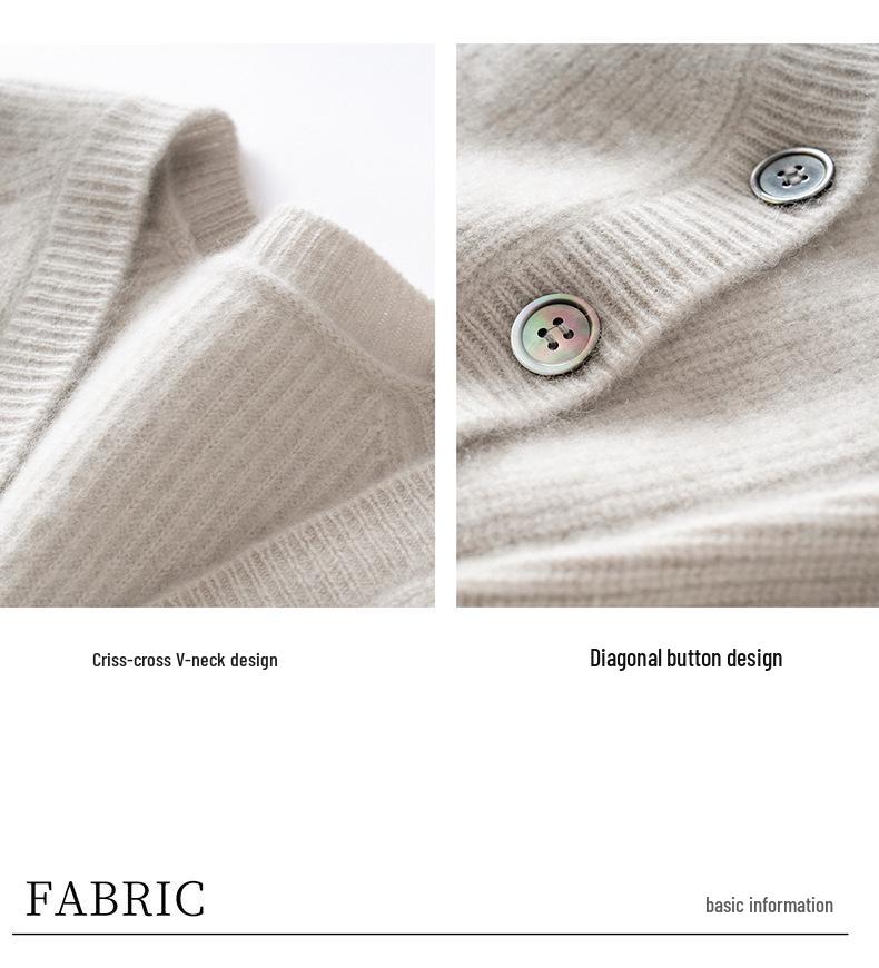 Autumn/Winter Women's Solid Color Cashmere Knit Cardigan with Three-Button Raglan Sleeves