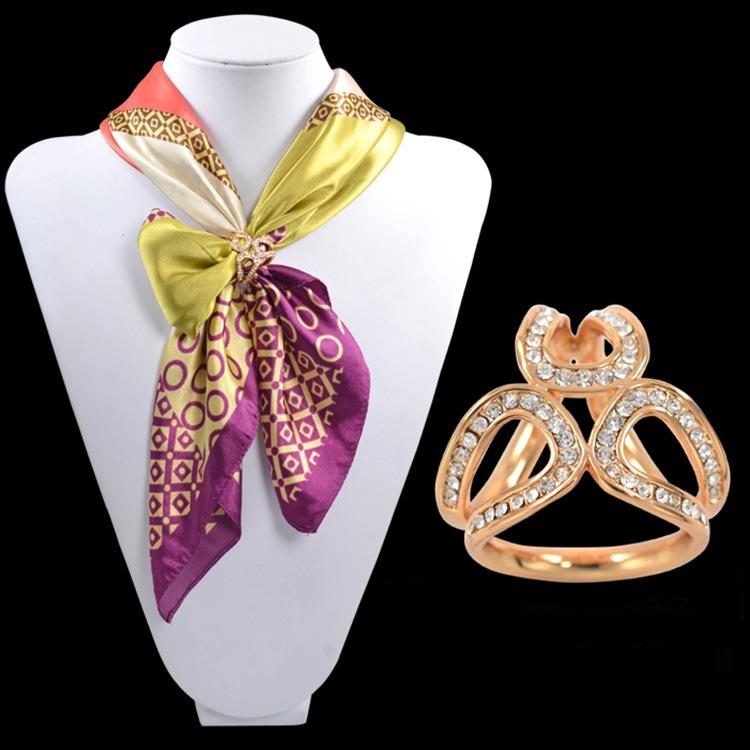 Crystal Scarf Silk Buckle Clip Women Jewelry