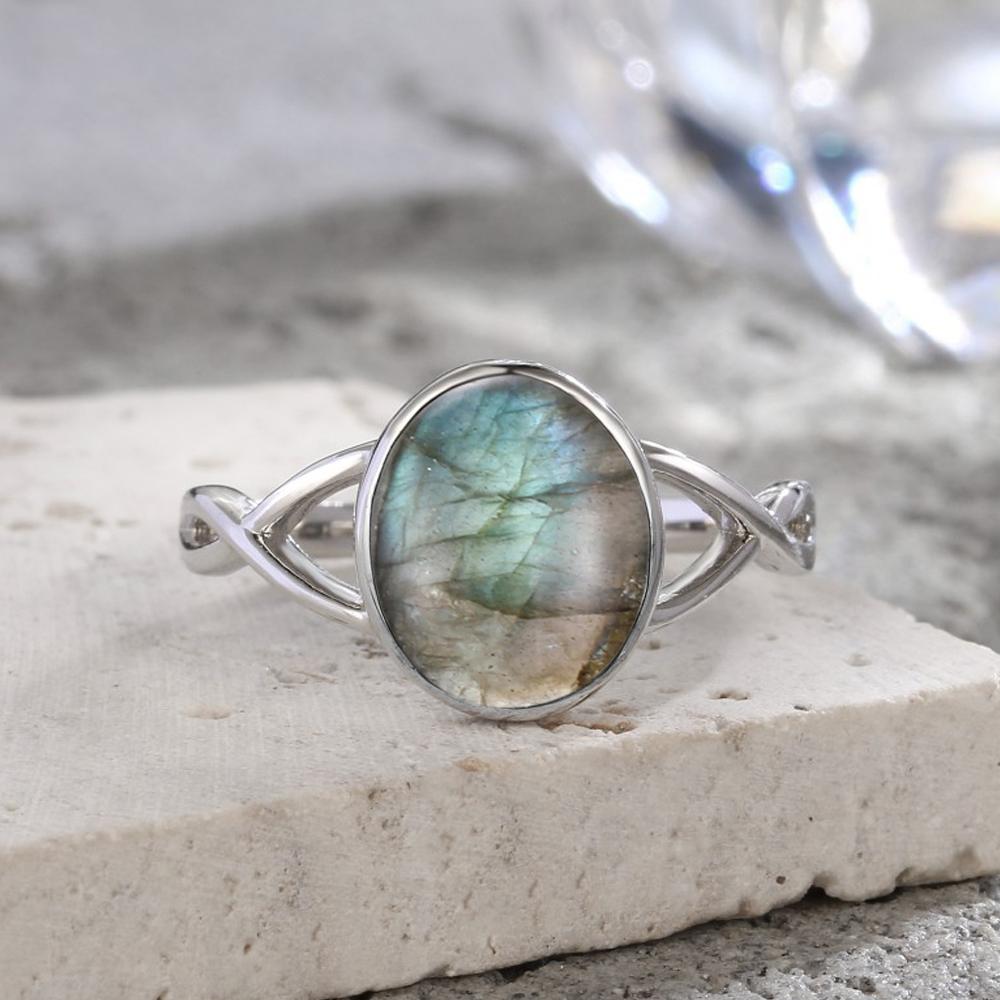 S925 Silver Moonstone Rings Simple Summer Rings Natural Stone With Blue Light Party Gifts Fine Jewelry Rings For Women