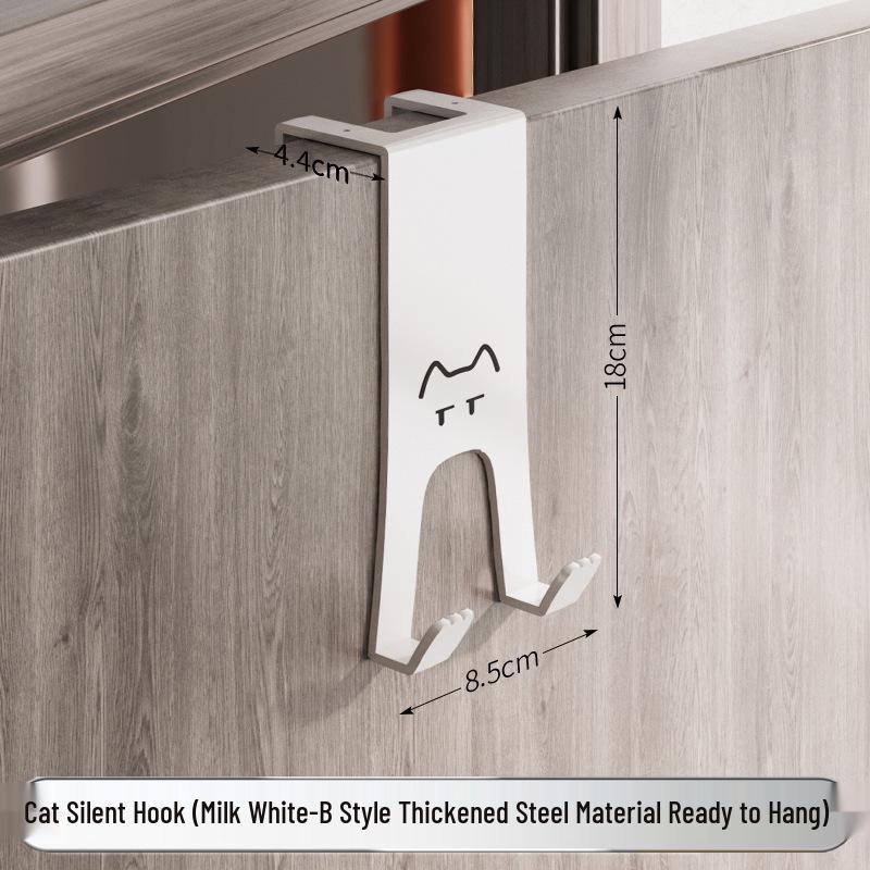 Punch-Free Wall-Mounted Door Hook Rack for Kitchen Cabinets - Organize Clothes, Hats, Keys & More