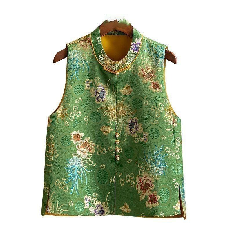 Spring intangible cultural heritage jacquard vest women's 2025 new product buckle vest vest