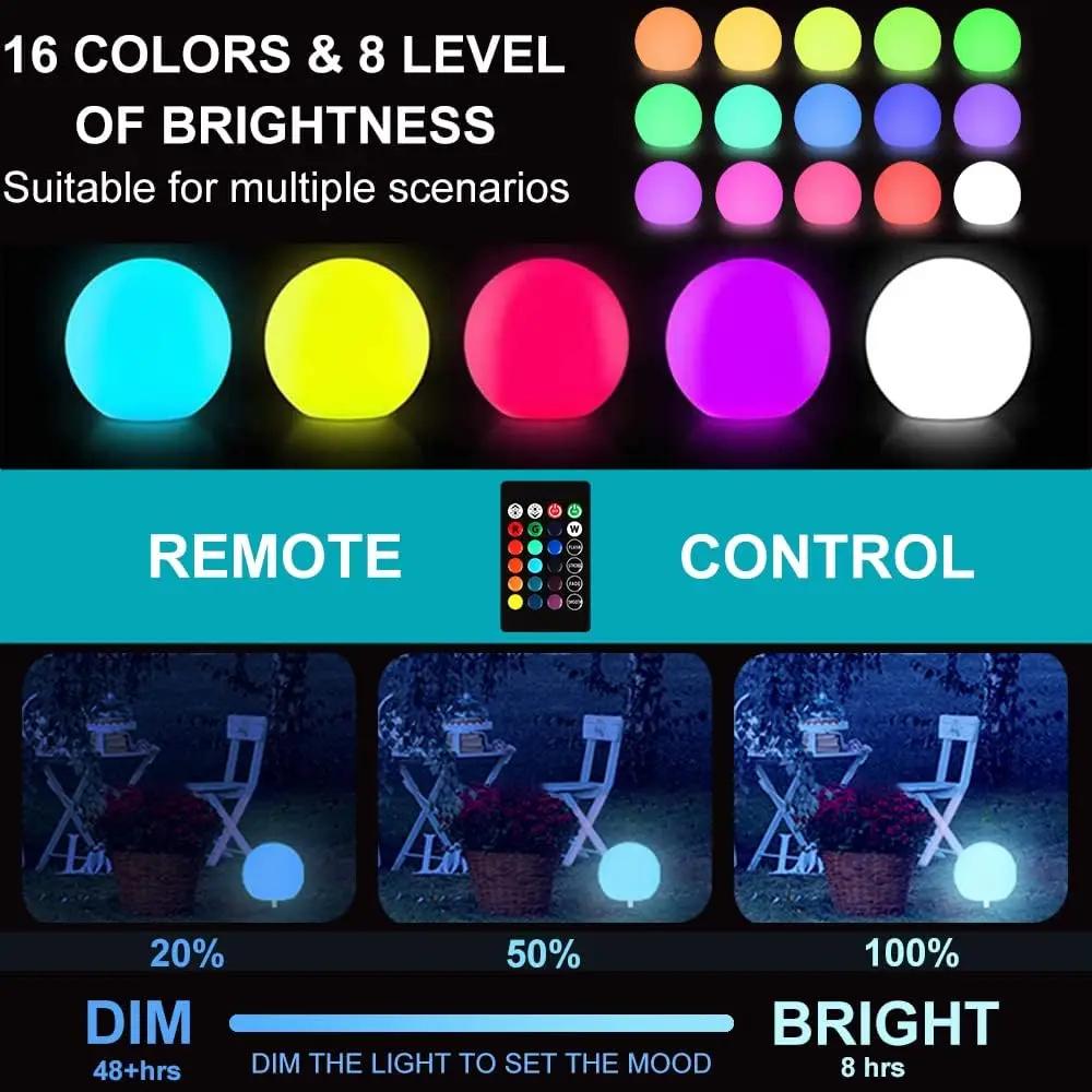 Solar Ball Lights Outdoor Waterproof,16 RGB Color Remote Changing ,Garden Landscape Lighting w/ Stakes for Yard Patio Pathway