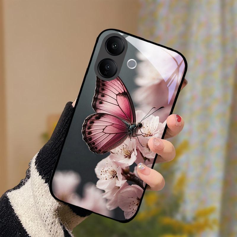For VIVO V60 Lite V60Lite Case Fashion Painting Tempered Glass Cover For VIVO V 60 Lite Phone Shell Casing Anti Drop Fundas Capa