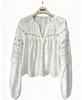 European and American Style Women's Embroidered Hollow Lantern Sleeve Shirt Women's Loose Fringed V-neck Long-sleeved Design Top