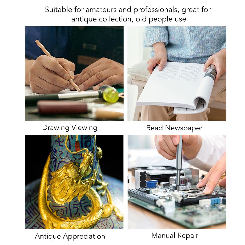 40X Magnifier Loupe LED Lights High Transmittance Portable Jewelers Loupe with Aluminium Alloy for Elderly