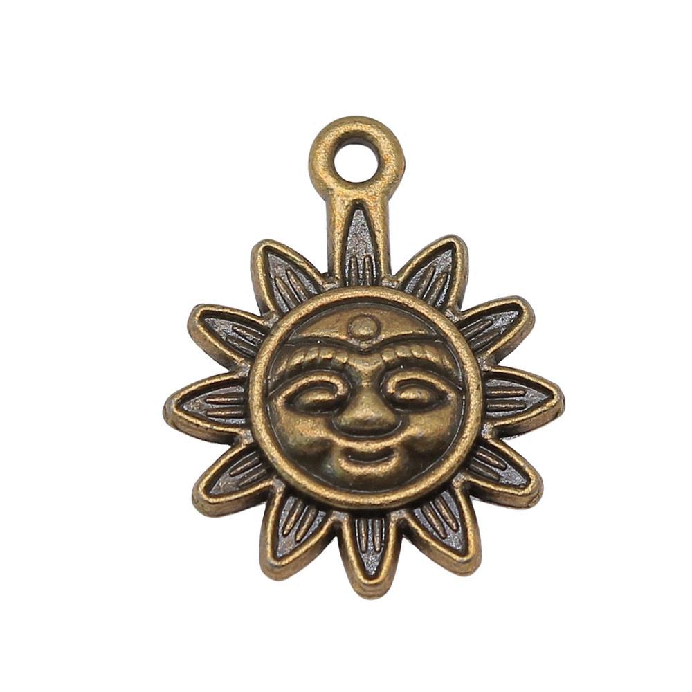 Sun And Moon Face Charms Multi Color Alloy Pendants For Celestial Themed Jewelry