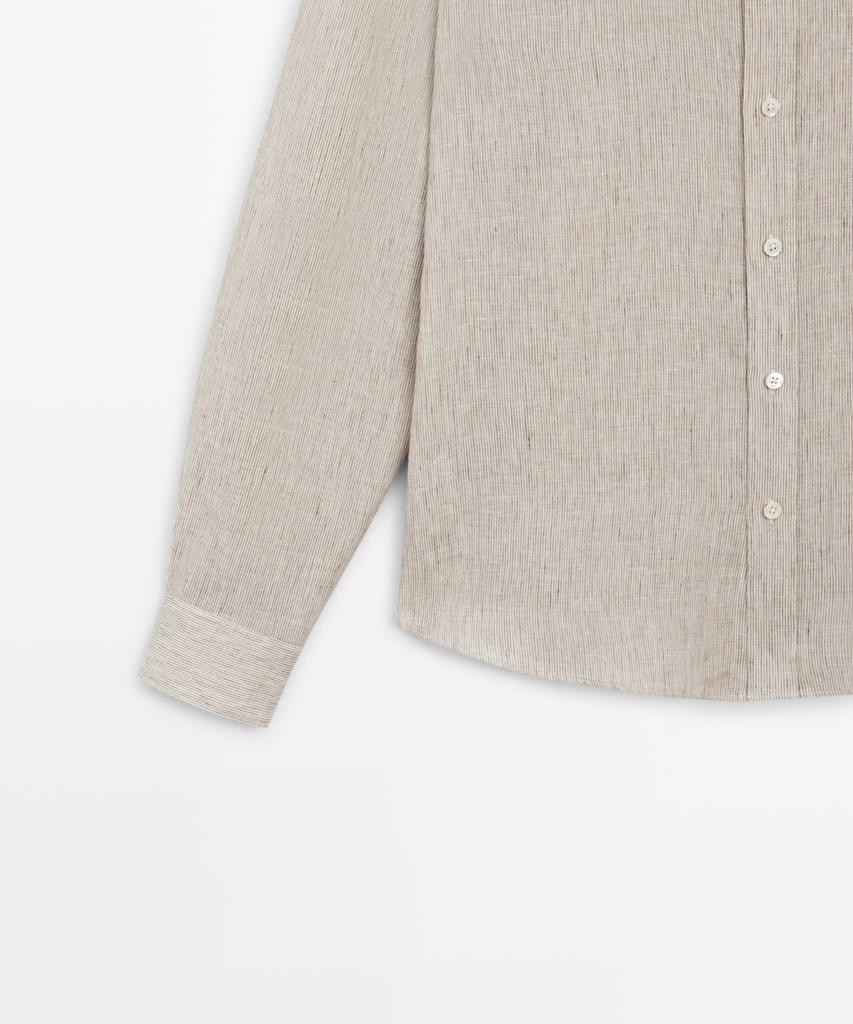 Masimodutti Regular Fit Washed Striped 100% Linen Shirt
