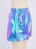 Children‘s Hip Hop Dance Shorts Metallic Finish Elastic Waistband Tear Away Side Buttons with Pockets for Stage Recital