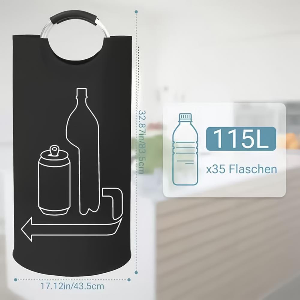 115L Empty Bottle Collector Large Capacity Organizer With Handle Waste Glass Storage Container Bottle And Jar Collector Storage чёрный