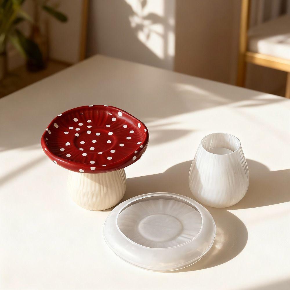 New Mushroom Storage Tray Plaster Mold 3D Silicone Planter Pot Mold DIY Reusable Plaster Mold Home Decor