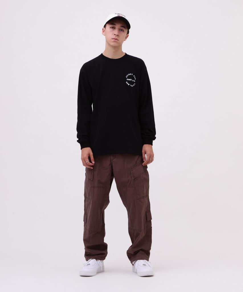 Avirex Varsity Logo Langarm T-Shirt, Herren, L, 010, Schwarz, 783-5930018