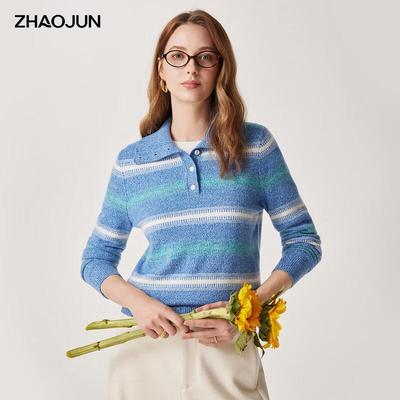 Zhaojun Women's Gradient Stripe Wool Sweater