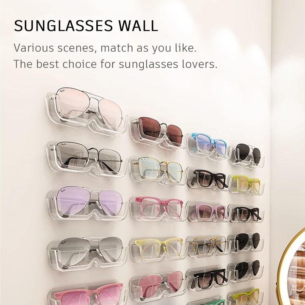 5Pcs Plastic Glasses Storage Rack Wall Mounted Eyeglasses Stand  Living Room