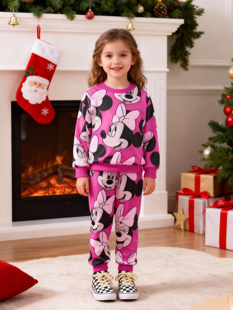 Children's Cartoon Print Long Sleeved Sweatshirt And Sweatpants Set