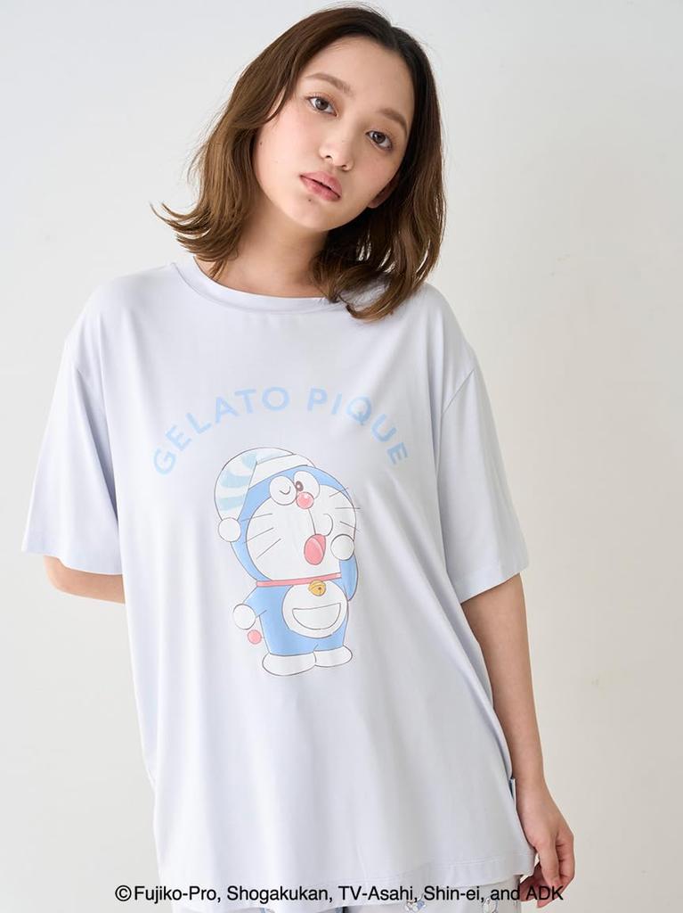 gelato pique Doraemon One Free PWCT254202 Women's T-Shirt, Point, Blue, Size,