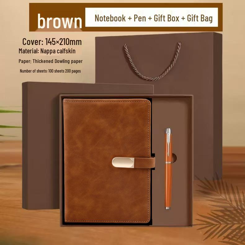 Business Notebook with Metal Buckle - Customizable Logo, Premium Conference Notepad Set