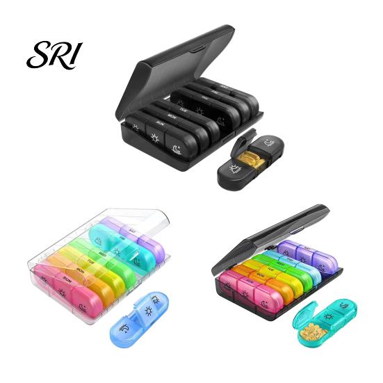 Easy To Use Pill Organizer Weekly with 21 Grids Open Flip 7 Day Container Cover Leak Proof Travel Safe Box for Health Supplements Medication Reminder