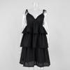 Sexy V-neck suspender ruffle cake skirt European and American summer new sweet and spicy short dress