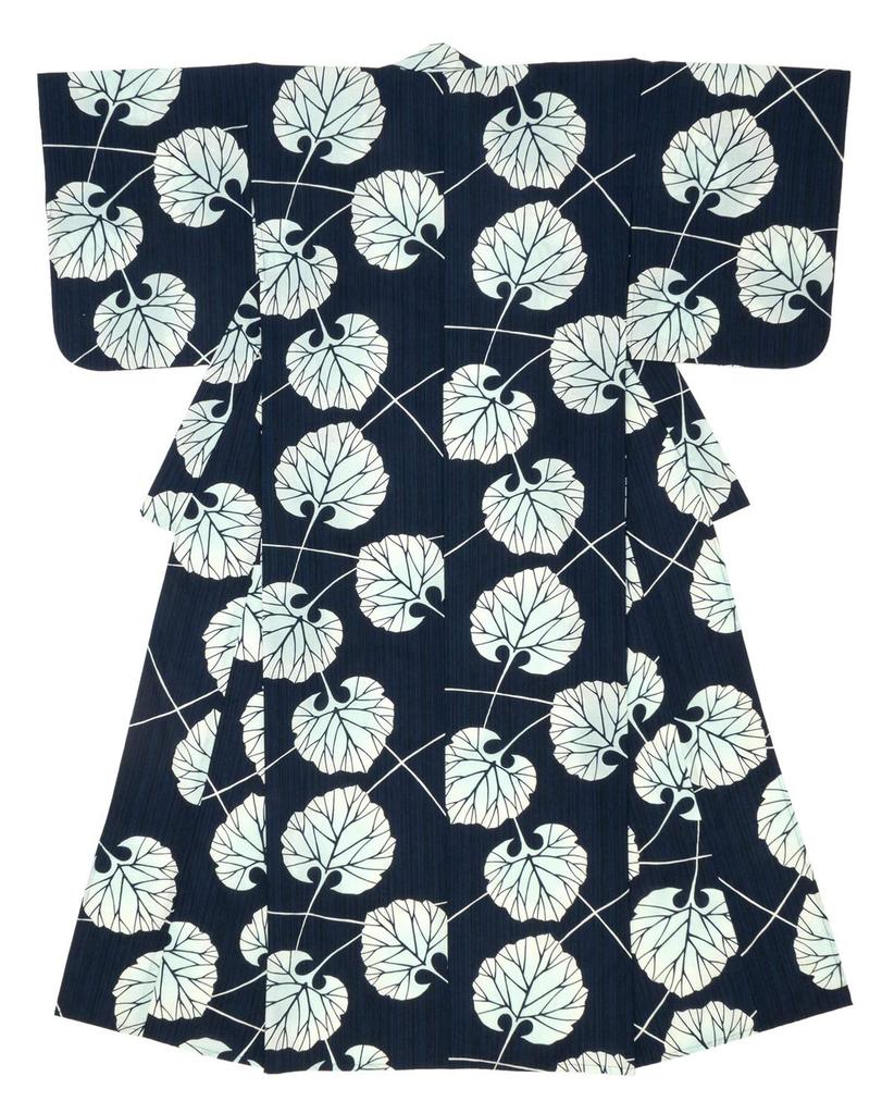SOUBIEN Yukata Set and Free Navy and Women's Two-Piece (Yukata Obi), Size, Greige, ykt00202-obs10031