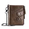 Cow Captain Vintage RFID Men's Trifold Zipper Wallet - Genuine Leather & Top Layer Cowhide