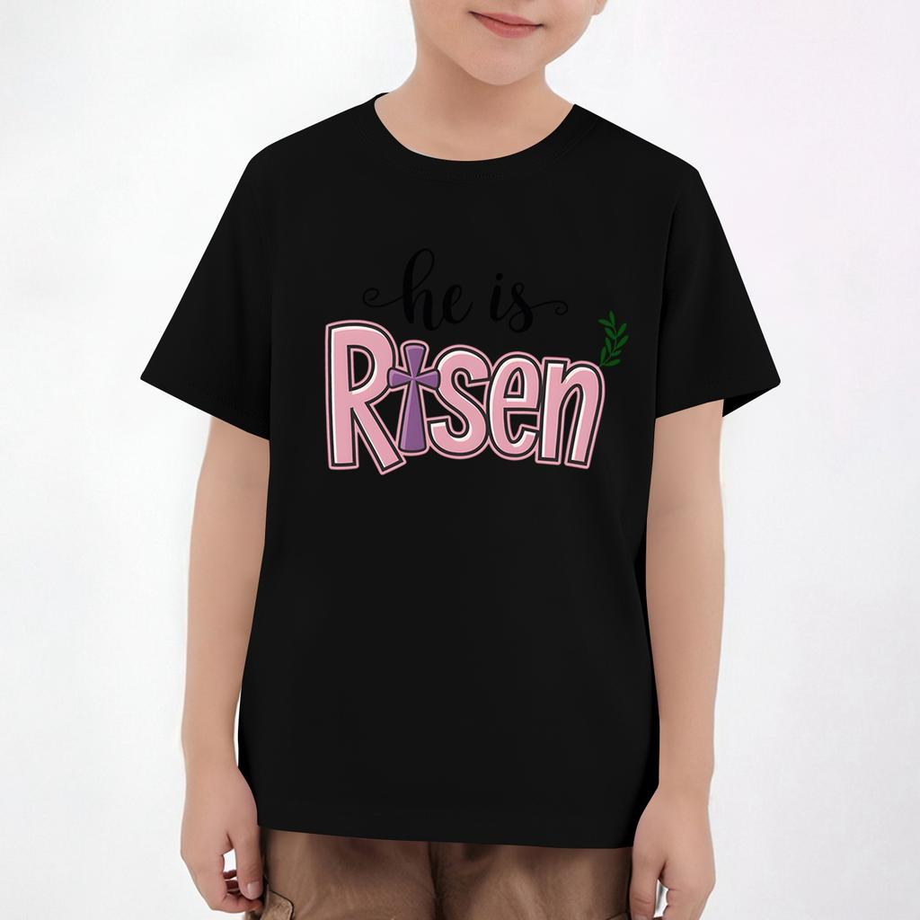 Easter Children's Neck Short Sleeve Print Top