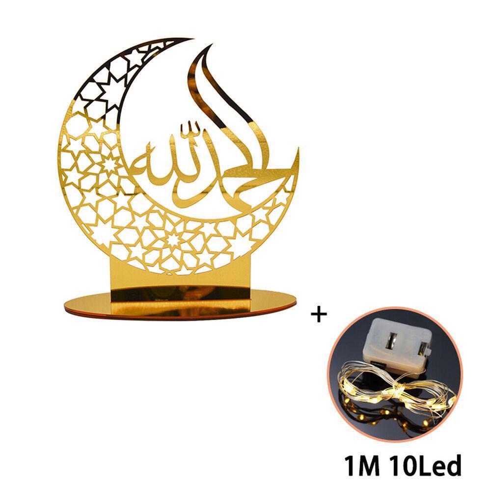New LED Eid Mubarak Acrylic Ornament Ramadan Decoration Muslim Festival Party