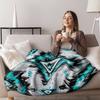 1pc Turquoise Aztec Print Fleece Blanket, Southwestern Boho Throw Blanket for Home Couch Bedroom Decor