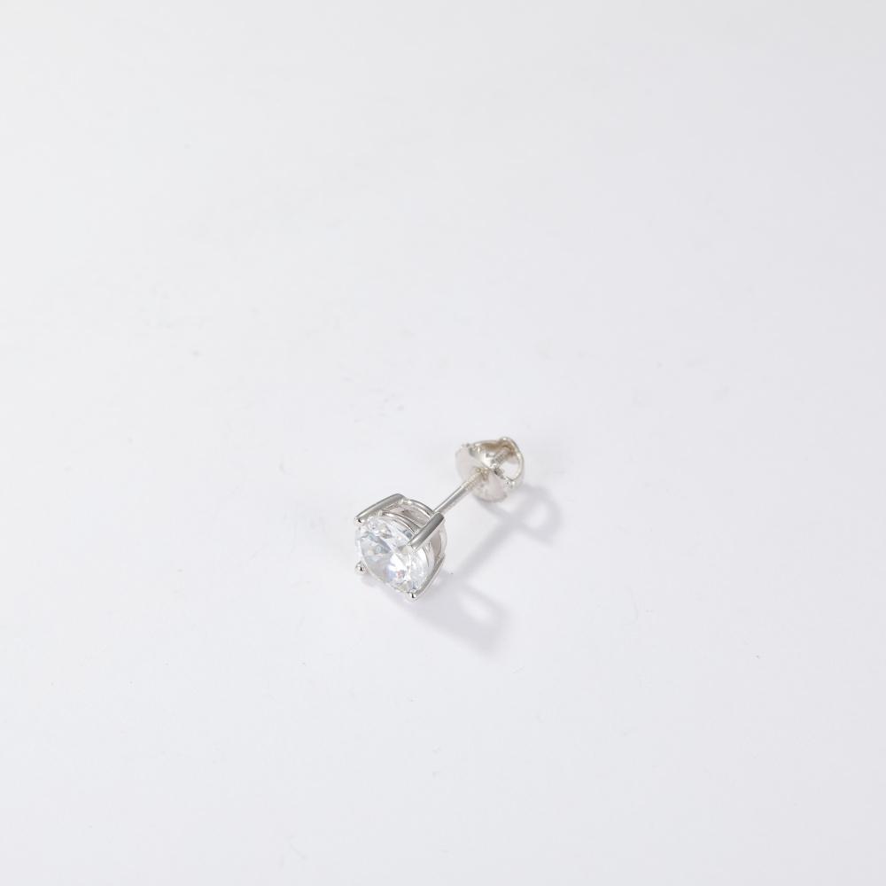 1 Paar Ohrringe mit runden Zirkonia-Steinen und Platin-Plattierung in 925er Silber