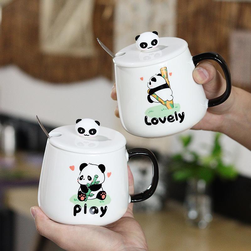 Cute Panda Ceramic Mug - Large Capacity for Home, Students, and Couples