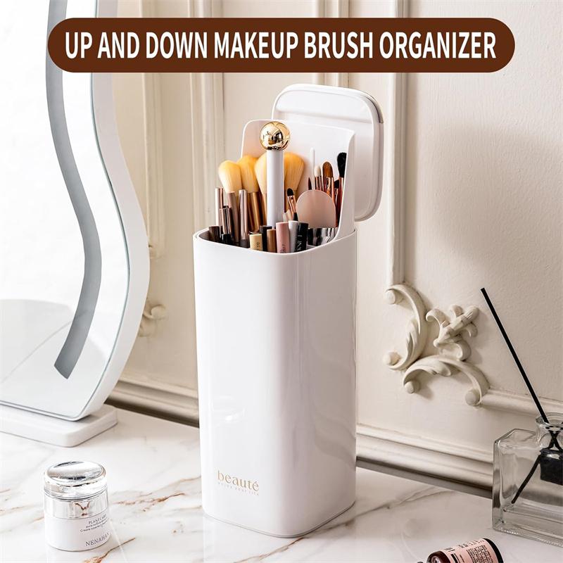 Automatic Lifting Makeup Brushes Holder 4 Slots Makeup Brush Organizer Desktop Makeup Tool Lipstick Eyebrow Pen Holder Container