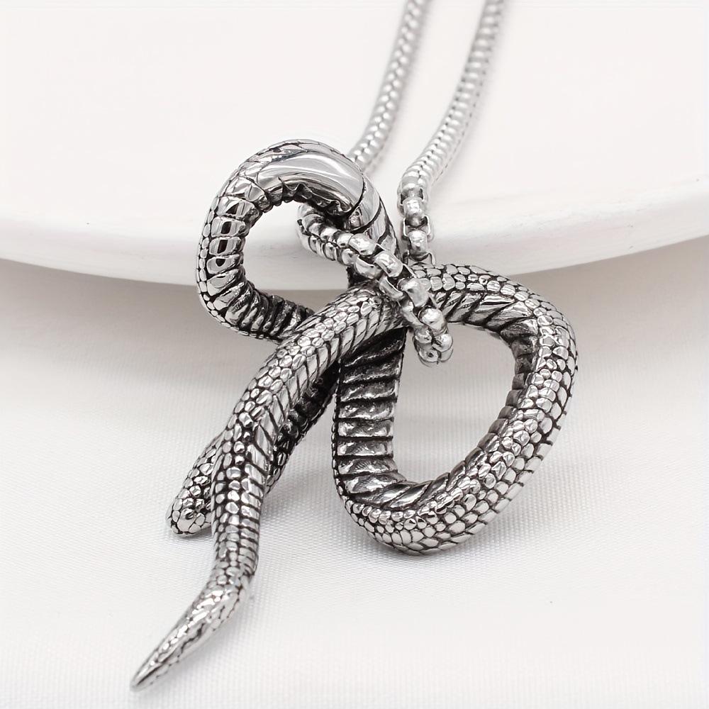 New European and American Retro Domineering Necklace Punk Style Winding Snake Men's Necklace Pendant