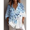 Summer Women's Shirt Floral Graphics Blouse Lapel Neck Blouse Women's Long Sleeve Shirts Womens Clothes Female Clothing