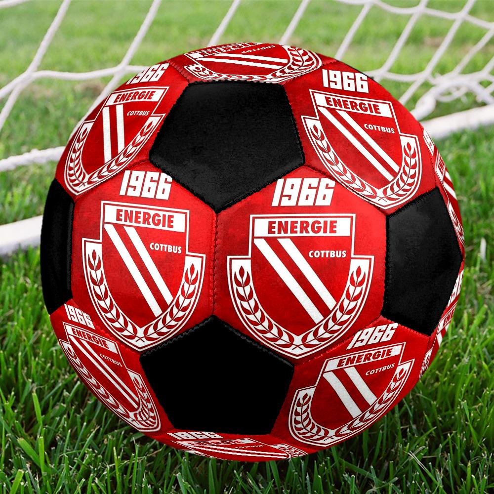 Pallone Calcio Indoor Energie Cottbus Colorato Cucito a Macchina PVC Misura 5 Pronto per Allenamento di Squadra e Competizione Durevole Alta Rimbalzabilità Bel Regalo Sportivo
