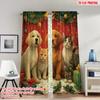 2pcs 2D Flat Printing Merry Christmas Curtains Christmas Puppies Kittens Gifts Digital Printed Polyester Drapes Holiday